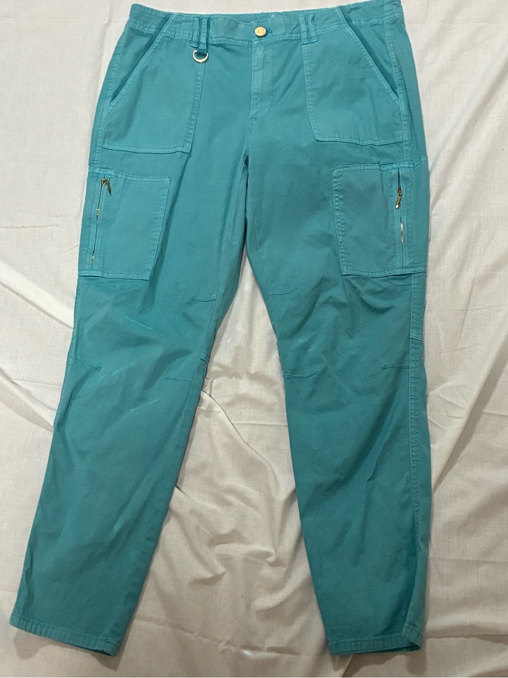 White House Black Market Vintage Slim Fit Teal Cargo Pants Straight Leg